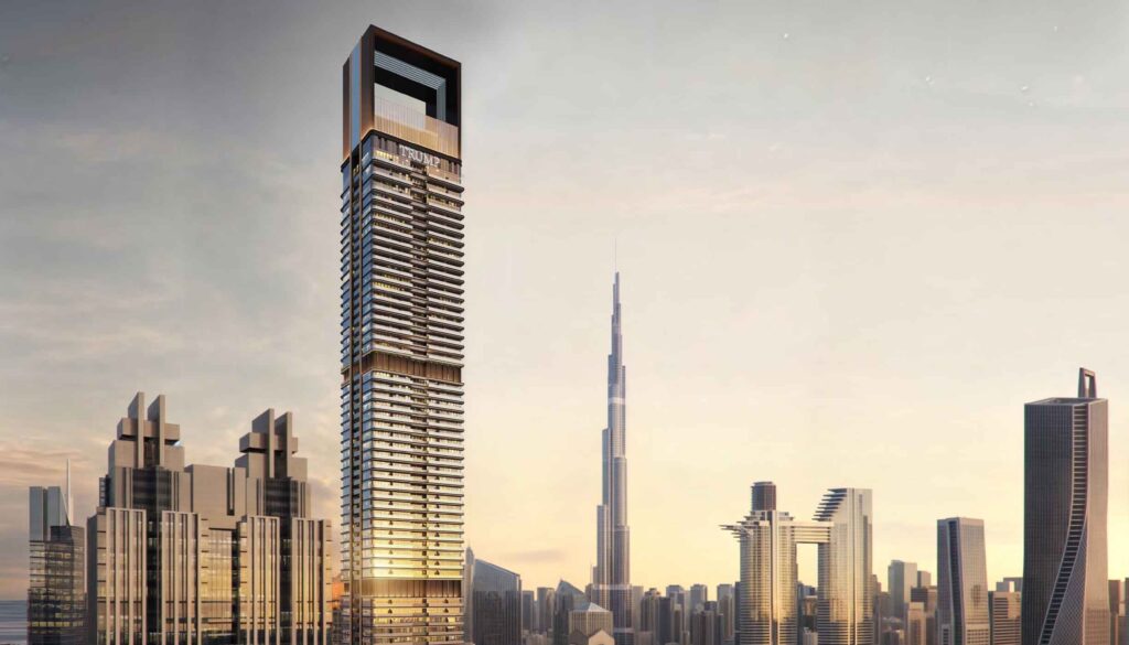 Luxurious hotel-style lobby at Trump Tower Dubai with modern interior design